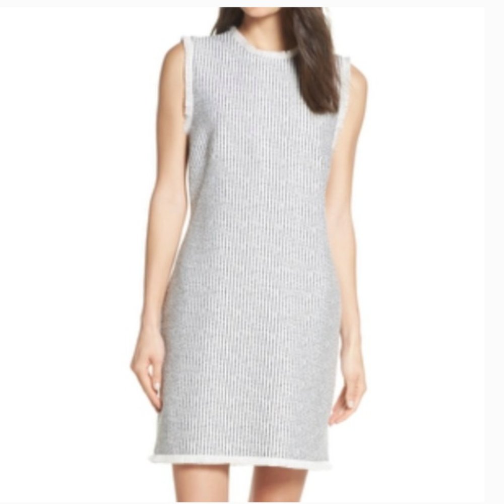 Fringe Trim Stripe Shift Dress